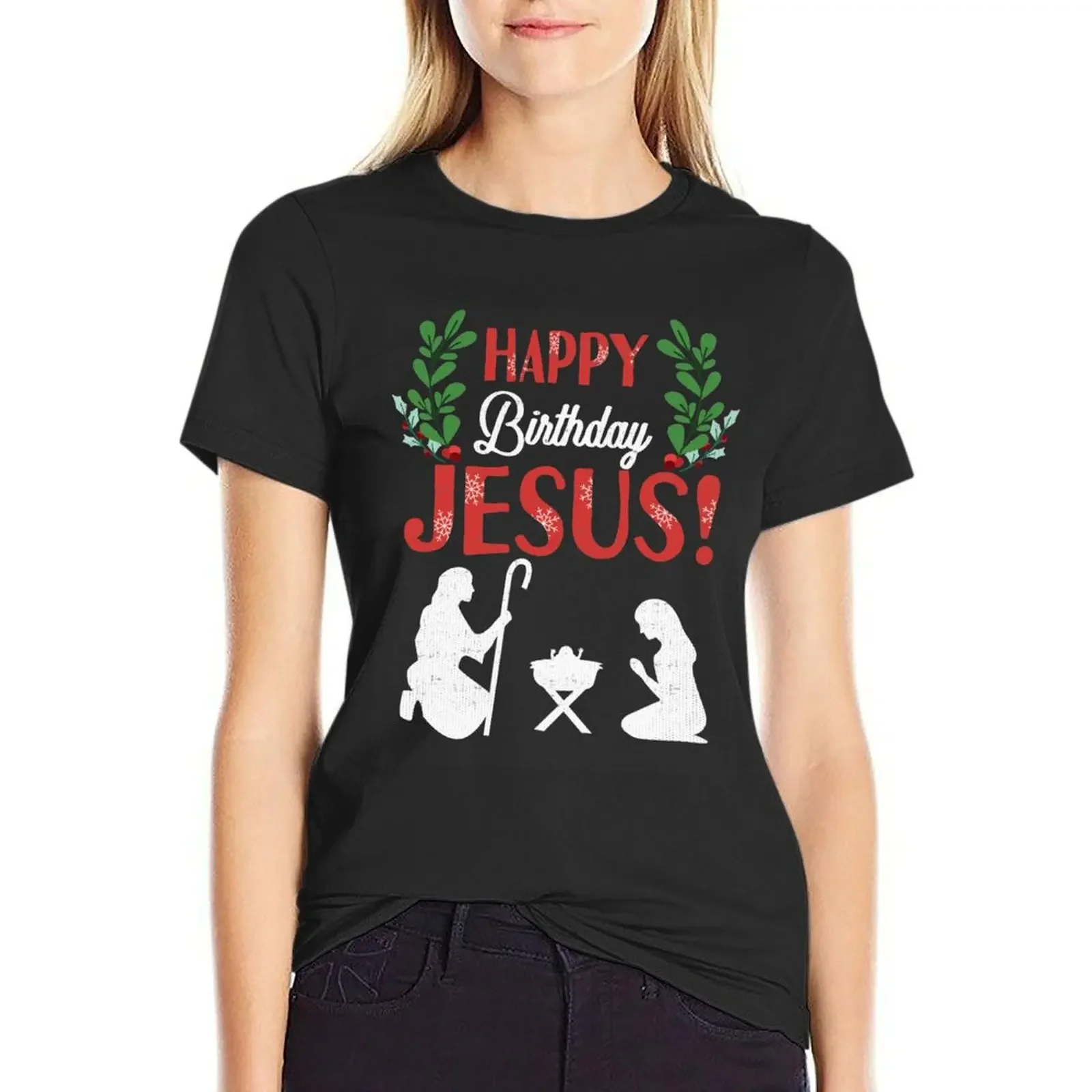 

Happy Birthday Jesus! T-Shirt plain blacks new edition t-shirts for Women cotton