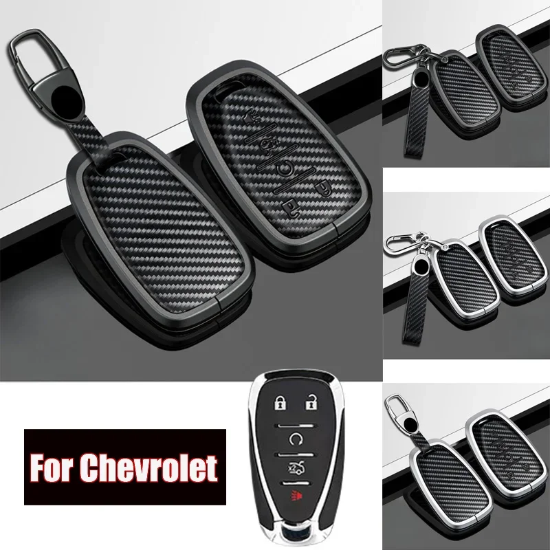 Aluminum Alloy Carbon Fiber Car Smart Remote Key Fob Case Cover Keychain For Chevrolet Cruze Malibu Equinox Camaro Trax Traverse