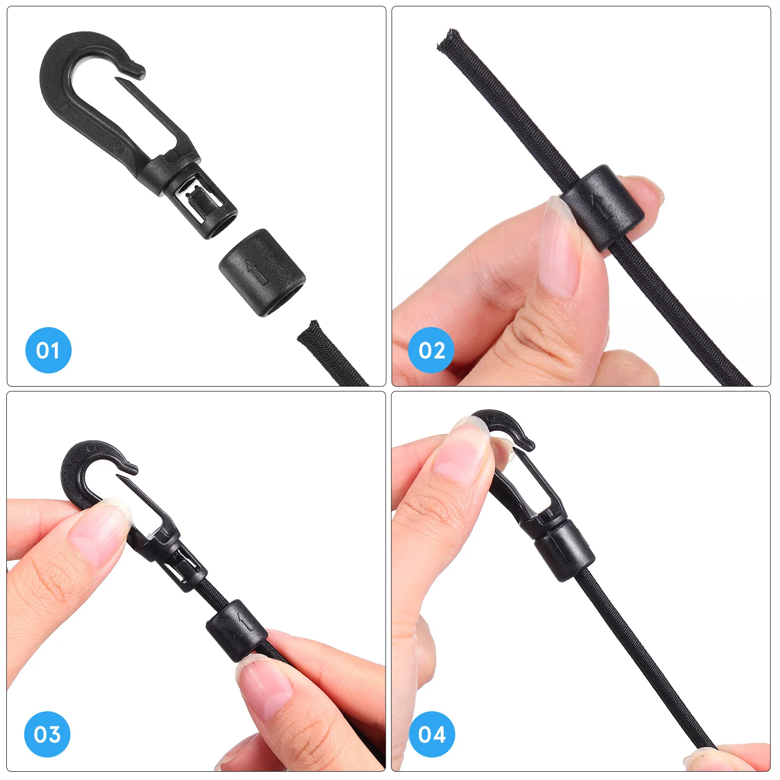 

Kayak Accessory Elastic Bungee Cords Hooks Shock Absorption Quick Install Nylon Marine Rope Outdoor Bungee Set