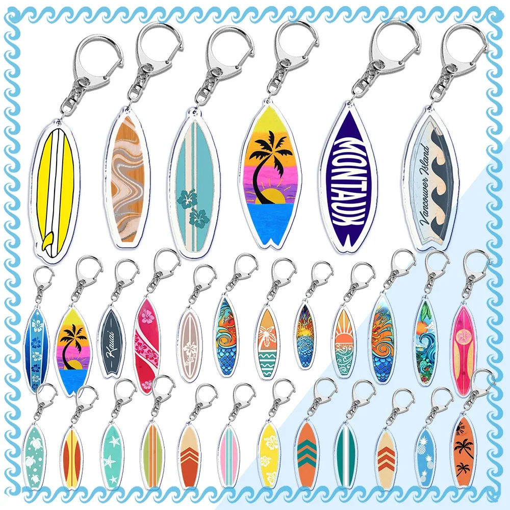 Beach Surfing Surfboard Keychains for Accessories Bag Bicycle Pendant Keyring Jewelry Fans Creative Beach Travel Gift Chaveiro