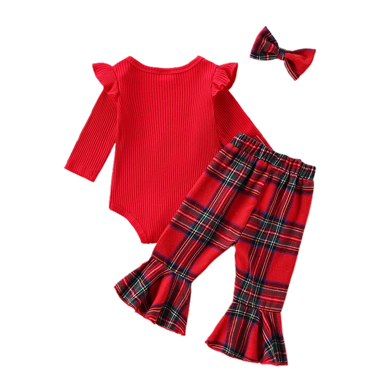 Toddler Girls Winter Clothing Set Cute Long Sleeve Romper with Plaid Pants and Matching Bow Headband Outfit for Fall 5 Toddler Girls Winter Clothing Set Cute Long Sleeve Romper with Plaid Pants and Matching Bow Headband Outfit for Fall 5