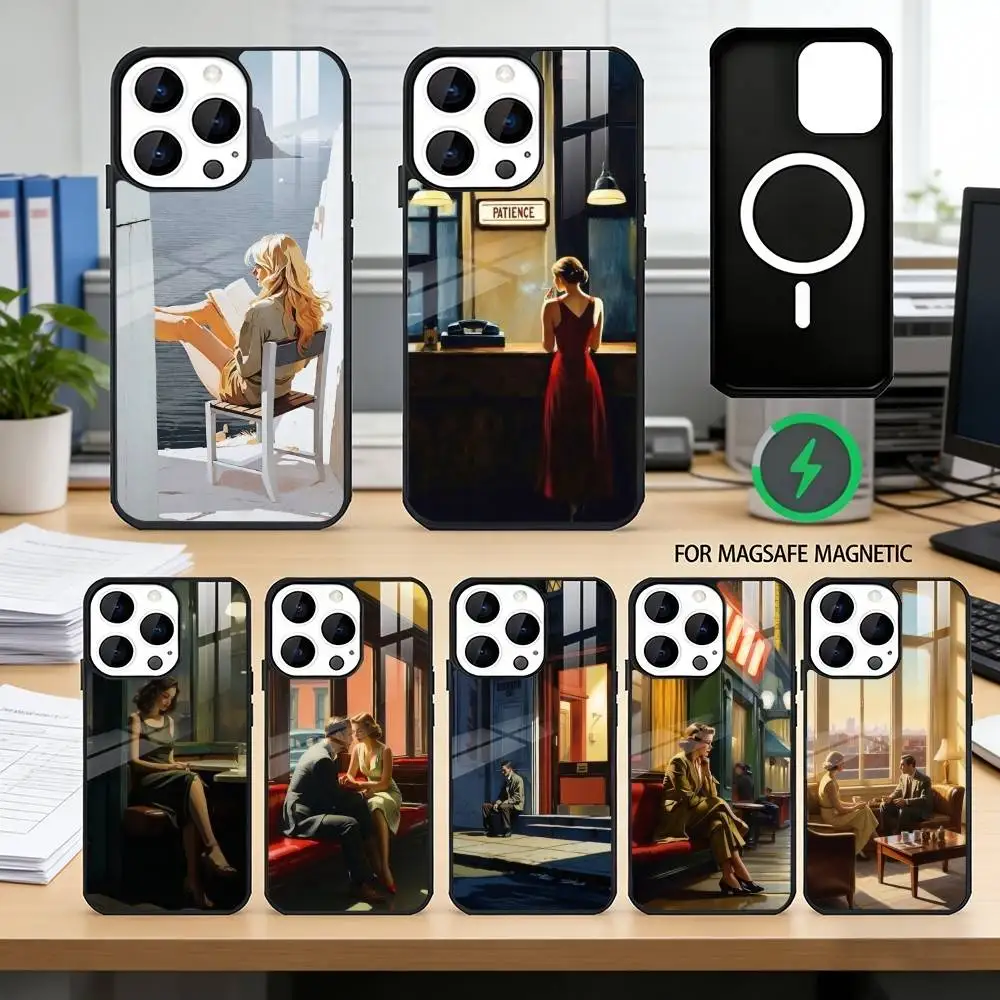 

Art E-edward H-hopper Phone Case For iPhone17,16,15,14,13,12,11 Plus,Pro Magnetic with Magsafe Wireless Charging