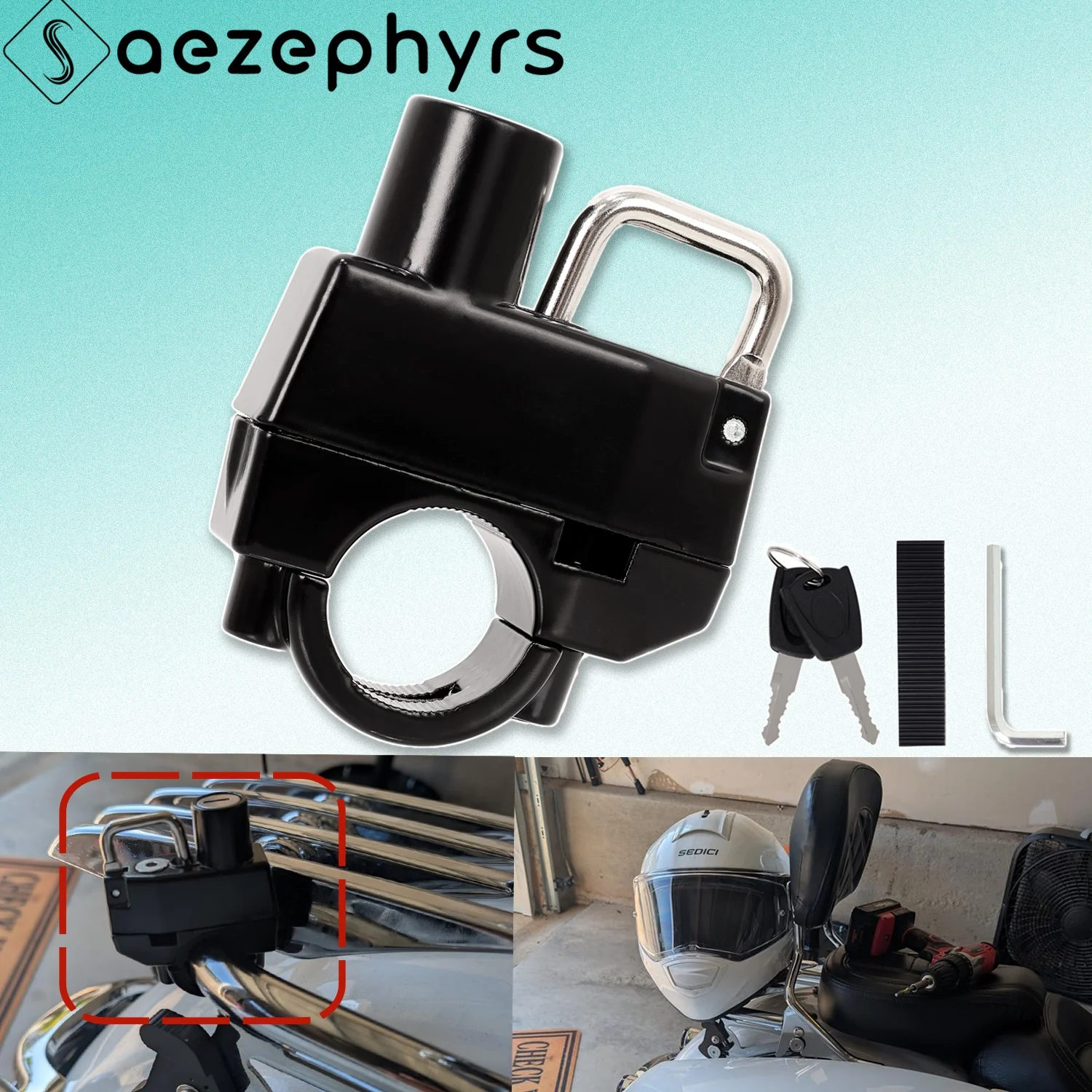 

Motorcycle Helmet Lock 7/8" 22mm Handlebar Anti Theft Security Lock for Cycling Scooter Street Bike Handlebar or Luggage Rack