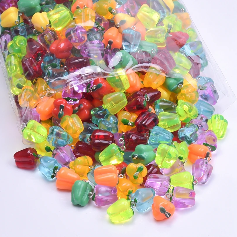 

30/50/100pcs/Lot 3D Resin Colorful Chili Charms Simulated Vegetable Peppers Pendant For Jewelry Making Diy Bracelet Accessories