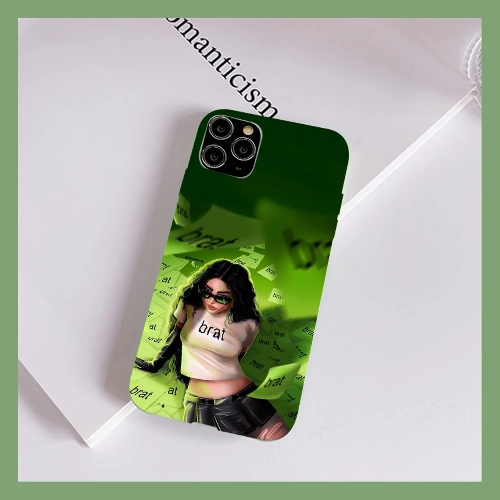 B-Brat C-Charli XCX Phone Case for iPhone 14 11 12 13 Mini Pro Xs Max 8 7 6 6S Plus X XR Solid Candy Color Case