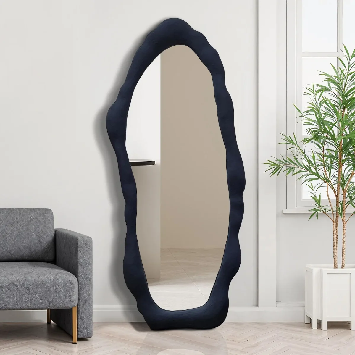 Full-length mirror, special-shaped clouds falling to the ground, irregular dressing, household fitting mirror