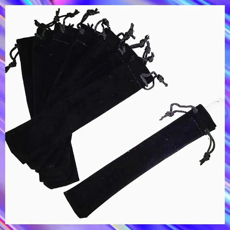 1000 Pcs Black Velvet Pen Pouch Sleeve Holder Single Pen Bag Case Pencil Bag