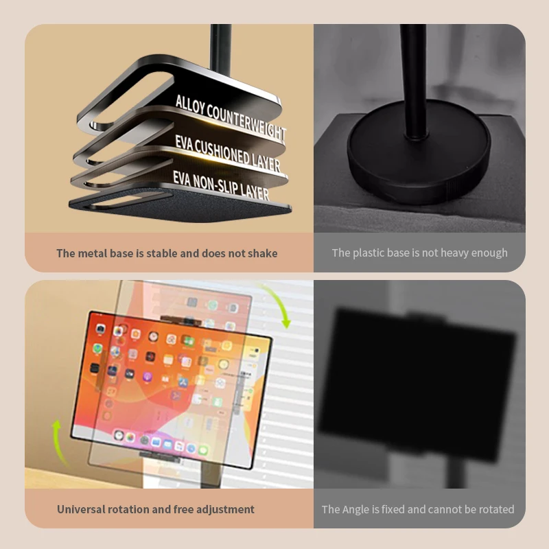 Adjustable 360 Degree Desktop Phone Stand Flexible Mobile Holder with Folding Design for Desk or Table Use