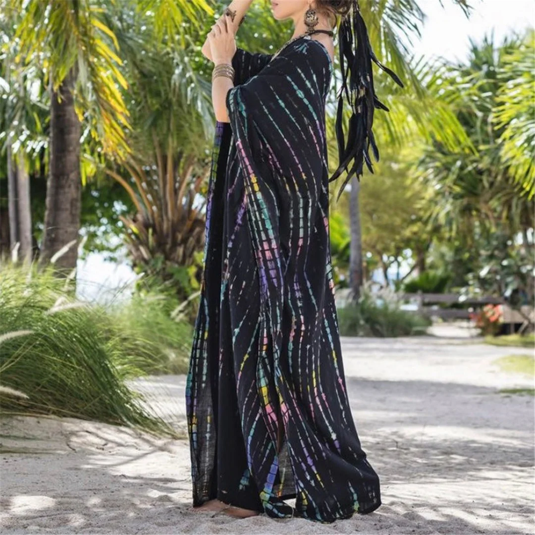 30 Farben, V-Ausschnitt, bedrucktes, farbenfrohes Batik-Tunika-Strandkleid, Strandkleid, Strandmode, Damen, V4477 – Detail 26