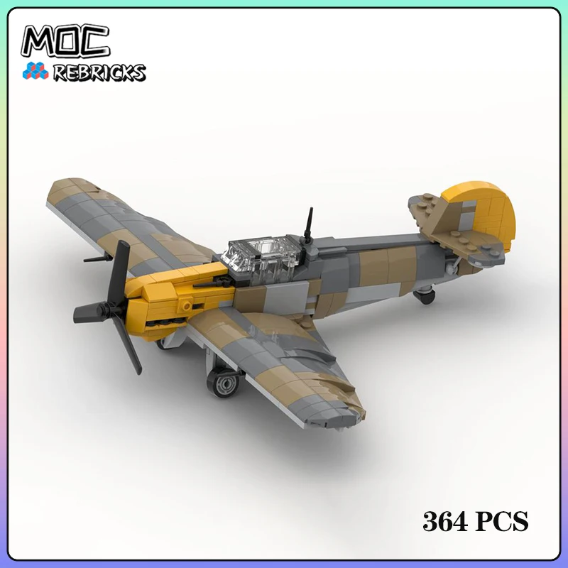 Military Warfare MOC Bf 109 F-4 Combat Weapons Building Block Model Bricks DIY Toys for Kid Christmas Gifts 364pcs