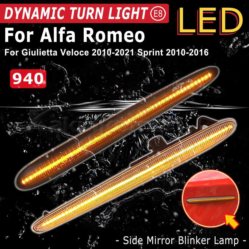 مصباح إشارة الانعطاف الديناميكي LED ، علامة جانبية ، مصابيح الوامض السهم ، ألفا روميو جيوليتا 940 Veloce 2010-2021 Sprint 2010-2016 #5