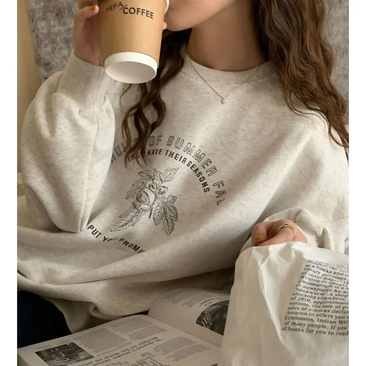 Spring and autumn new oversize lazy style sweatshirt for women loose student ins homemade high-end gentle top women clothing