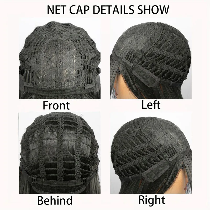 باروكة سوداء متوسطة إلى طويلة مستقيمة مع غرة، مصنوعة من ألياف صناعية مقاس 26 بوصة، مثالية للعب الأدوار، والهالوين، والحفلات، وما إلى ذلك