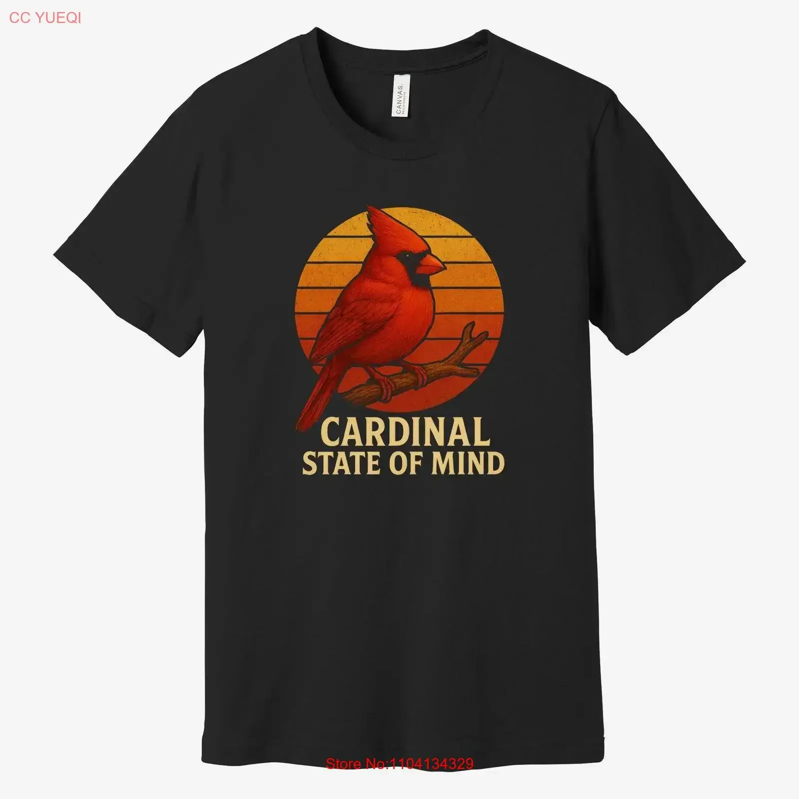 Red Cardinal T Shirt Retro Sunset Bird Nature for Lovers Backyard Birdwatchers and Garden Wildlife Fans vintage Washed