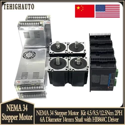 Nema34 Stepper Motor Drive 400W Power Supply Kit 1-4 Axis 86 Motor 2PH 6A 14mm Shaft 4.5/8.5/12NM For CNC Engraving Machine