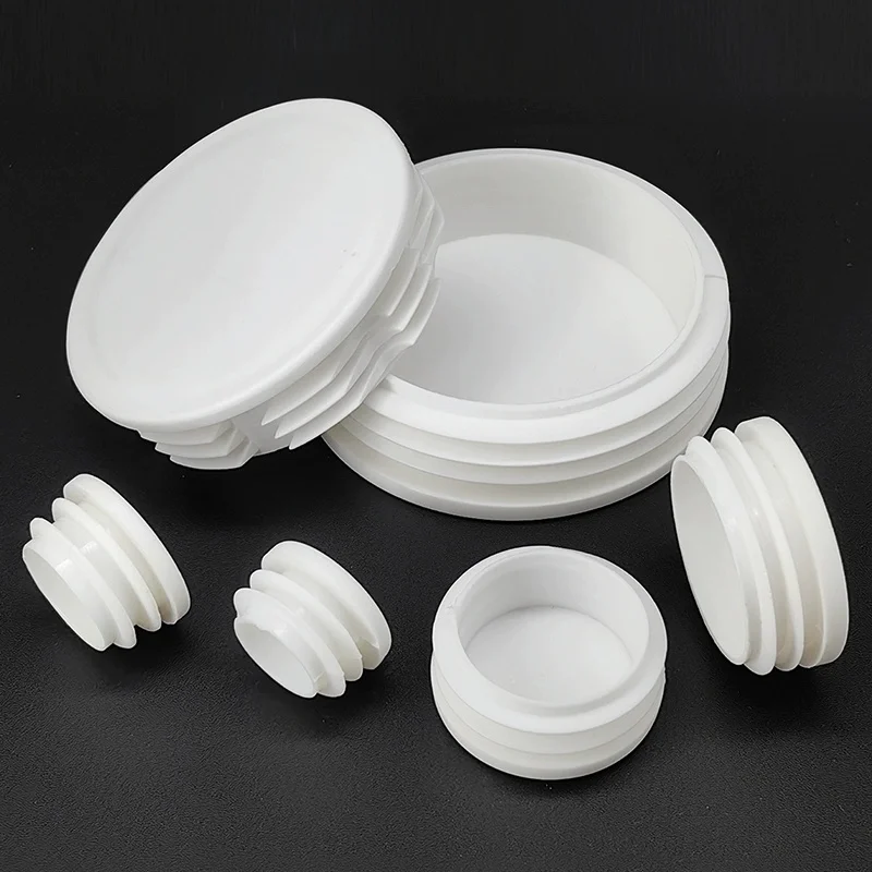 White Round Plastic Blanking End Caps Steel Pipe End Blanking Caps Non-Slip Chair Foot Plugs Furniture Parts
