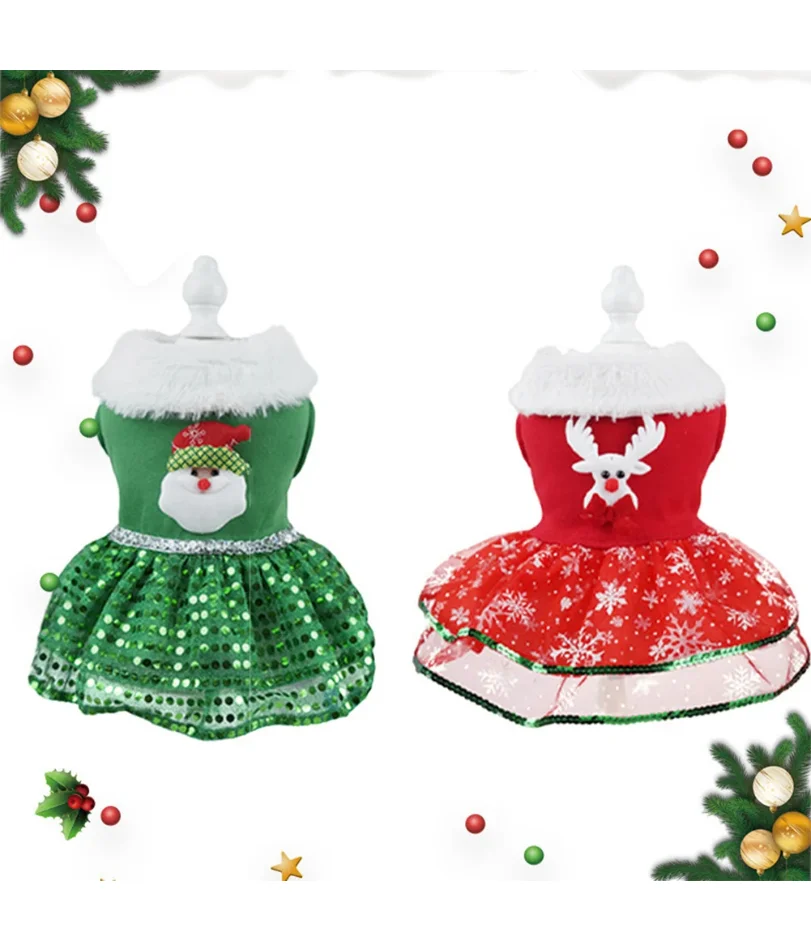 

Pet Christmas Dress Christmas Bling Dog Dress Christmas Theme Dog Dress Outfit Christmas Dress Up Supplies
