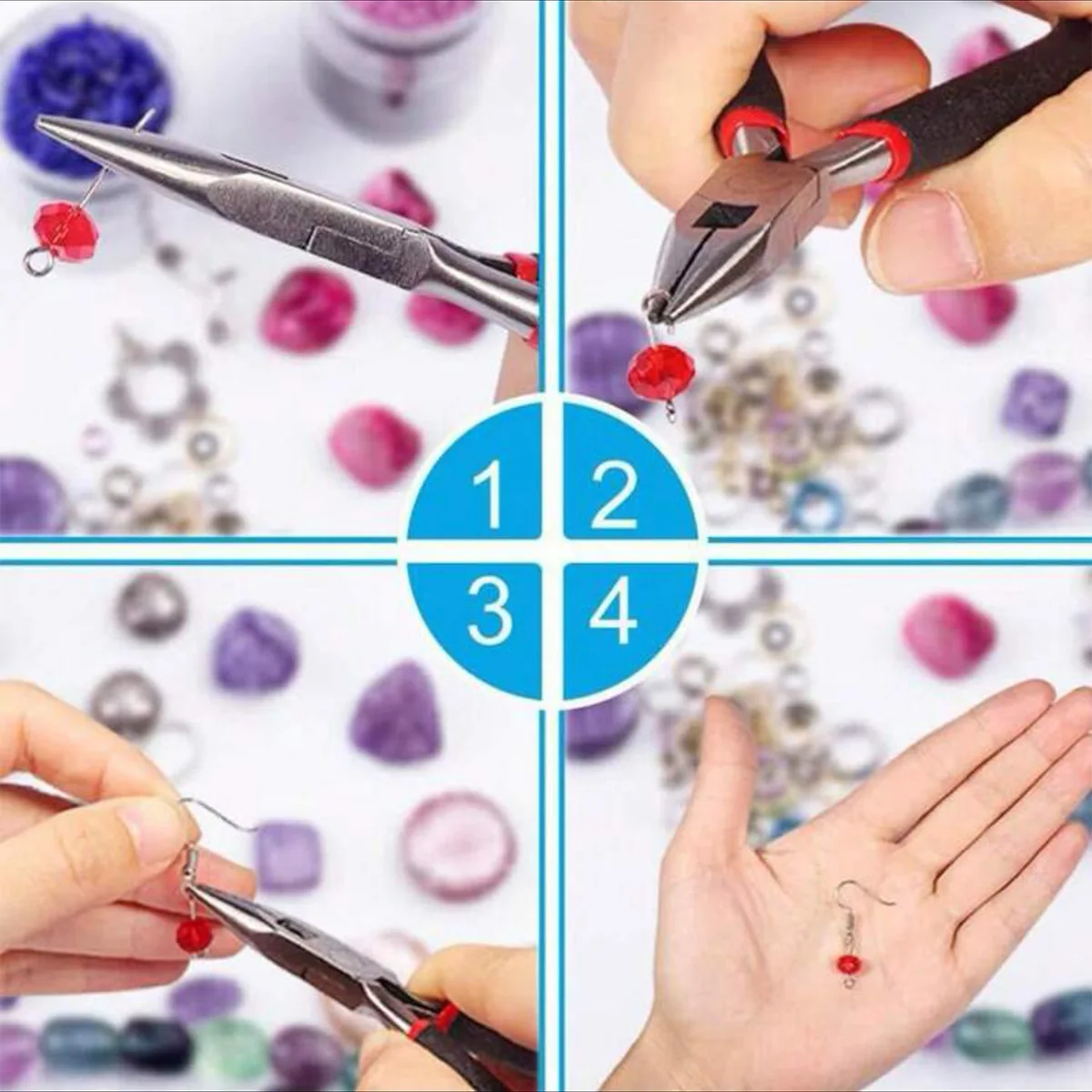 3pcs Jewelry Making Pliers Set - Needle Nose, Chain Nose, Round Nose & Wire Cutter - Perfect for Jewelry Repair, Wire Wrapping