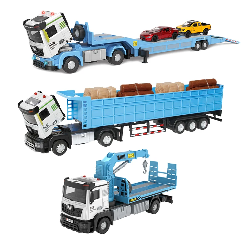 

1:40 3 стиля синий Pullback инженерный планшетный транспортный автомобиль прицеп грузовик спасательная машина игрушки из сплава для детей подарки для мальчиков