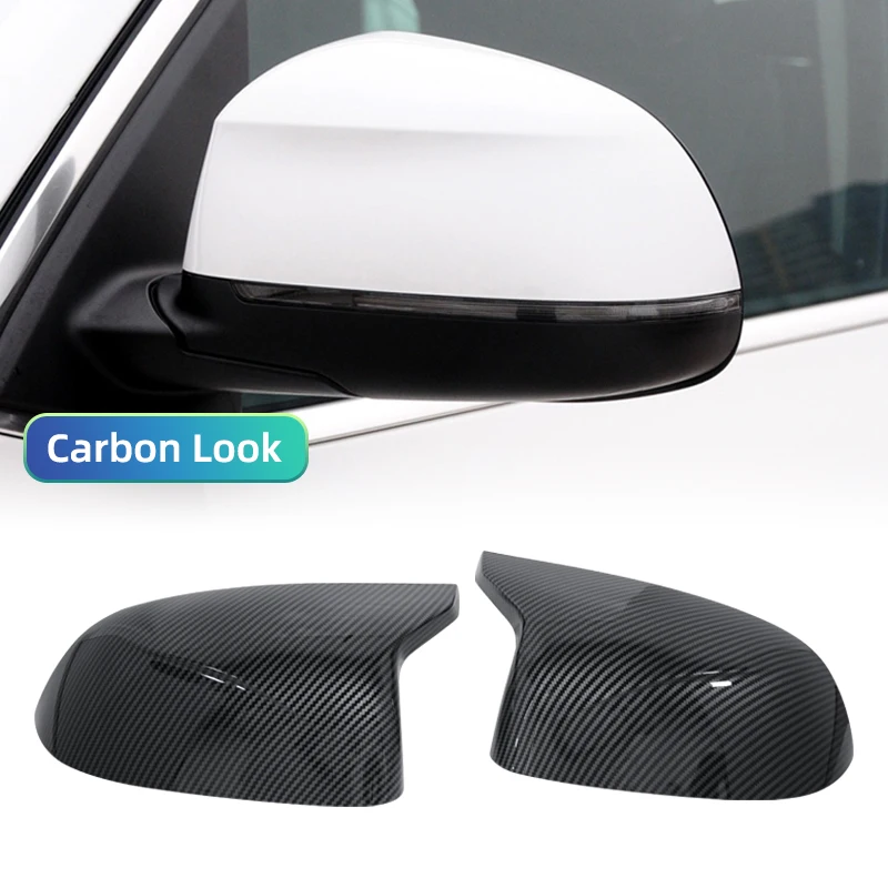 For BMW F25 X3 F26 X4 F15 X5 F16 X6 2014 2015-2018 Auto Car Rear View Side Mirror Cover Trim Glossy Black Carbon Fiber Style view 6