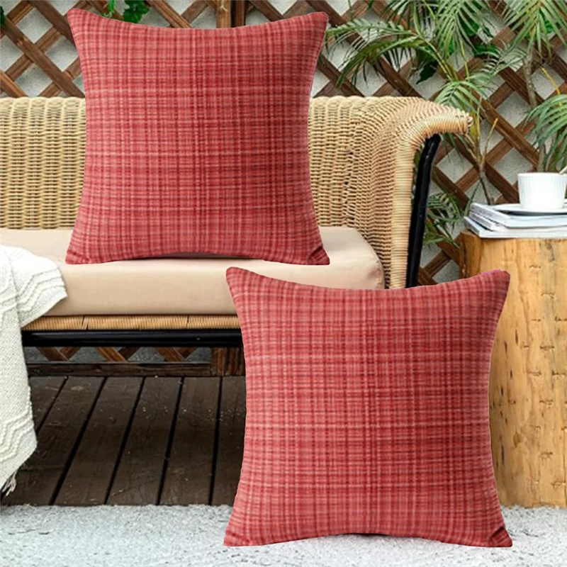 

ABMK 2 Pack 18X18 Outdoor Waterproof Throw Pillow Covers Farmhouse Style Water Resistant Decorative Cushion Cover Set