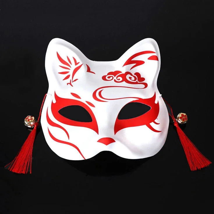 1 pz mezza faccia nuvole uccelli Lightning Fox Cat Spirit Pattern maschera con Bell Natsume's Book of Friends Anime Cosplay Costume Prop