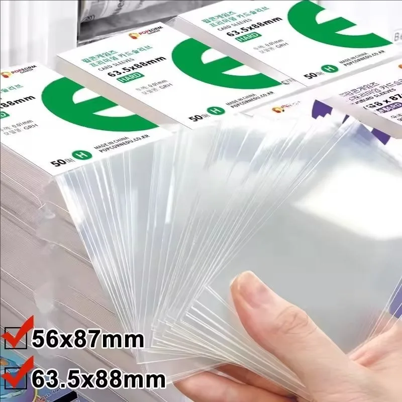 200-50PCS Premium Clear Plastic Card Sleeves Sturdy Transparent Card Holder Korea Kpop Idol Photcard Holographic Protector Film