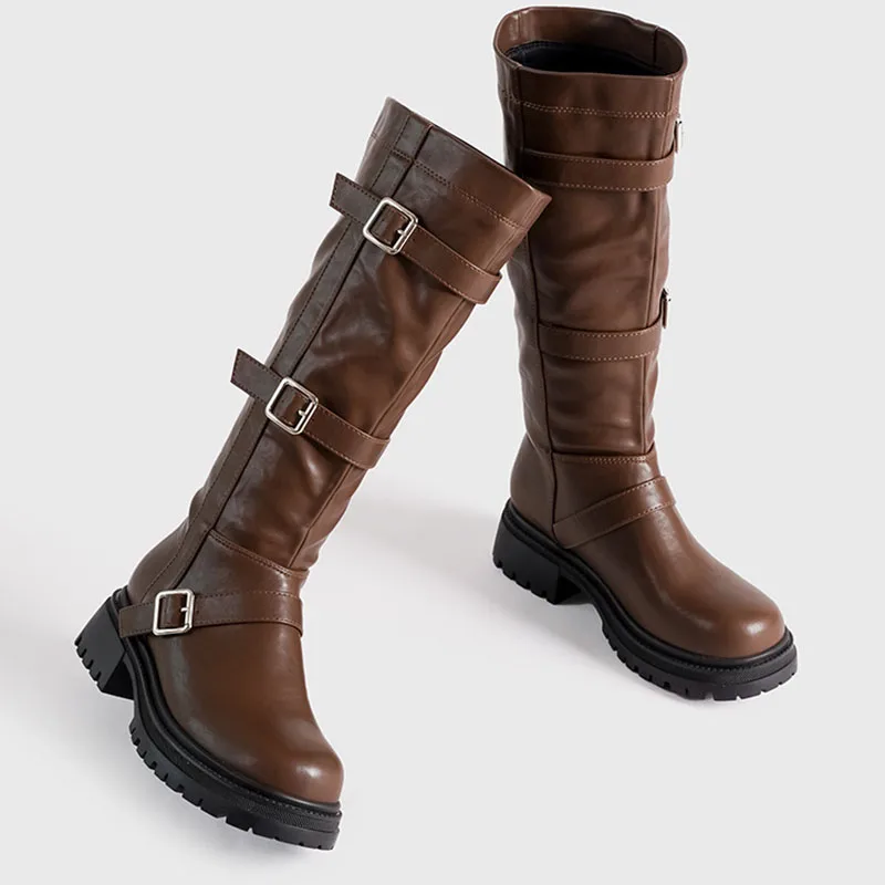 2024 new high boots outdoor leisure entertainment non-slip fashion small thick soled knee-high boots