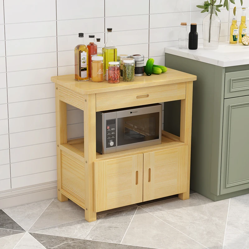 Customized solid wood kitchen chopping table with door cabinet operating table storage table with drawers solid