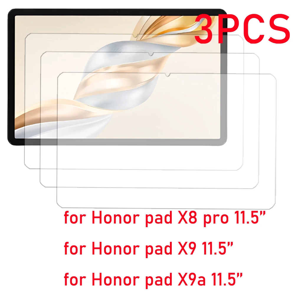 3PCS Tempered Glass Screen Protector For Honor Pad X9A X9/X8 Pro 11.5'' 9H Hardness Bubble Free Scratch Proof Protective Films