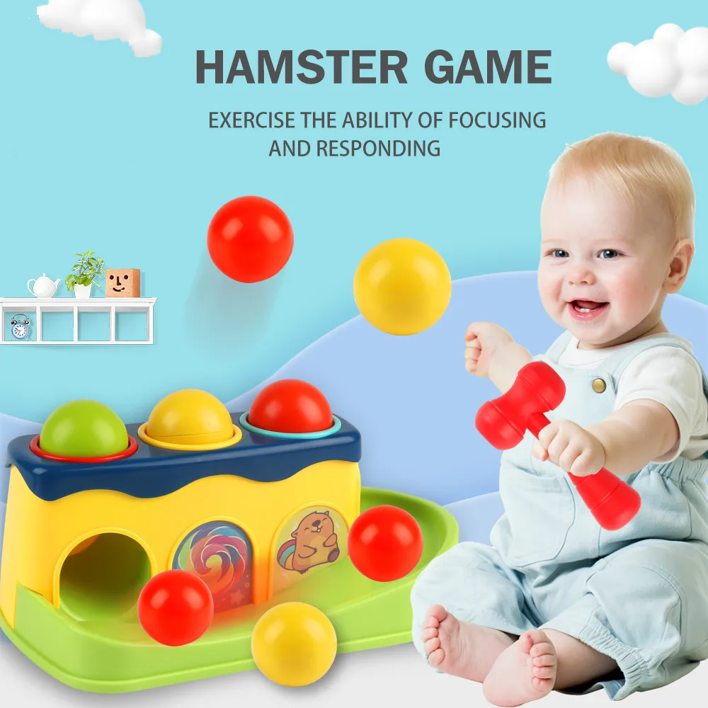 Baby with Hammer Tool Pop-up Toys Children's Preschool Educational Toys Stacking Hand Hammer Ball Box Game Gifts for Boys Girls