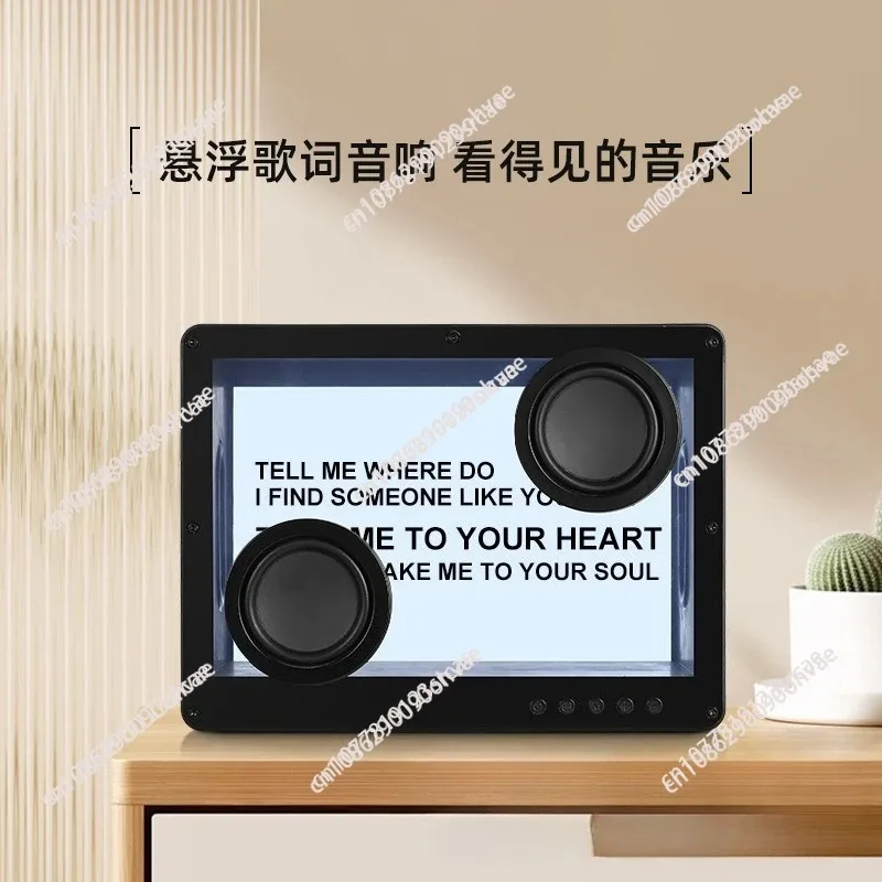 New transparent floating lyrics bluetooth speaker with tf card slot, background screen, wireless desktop portable audio system