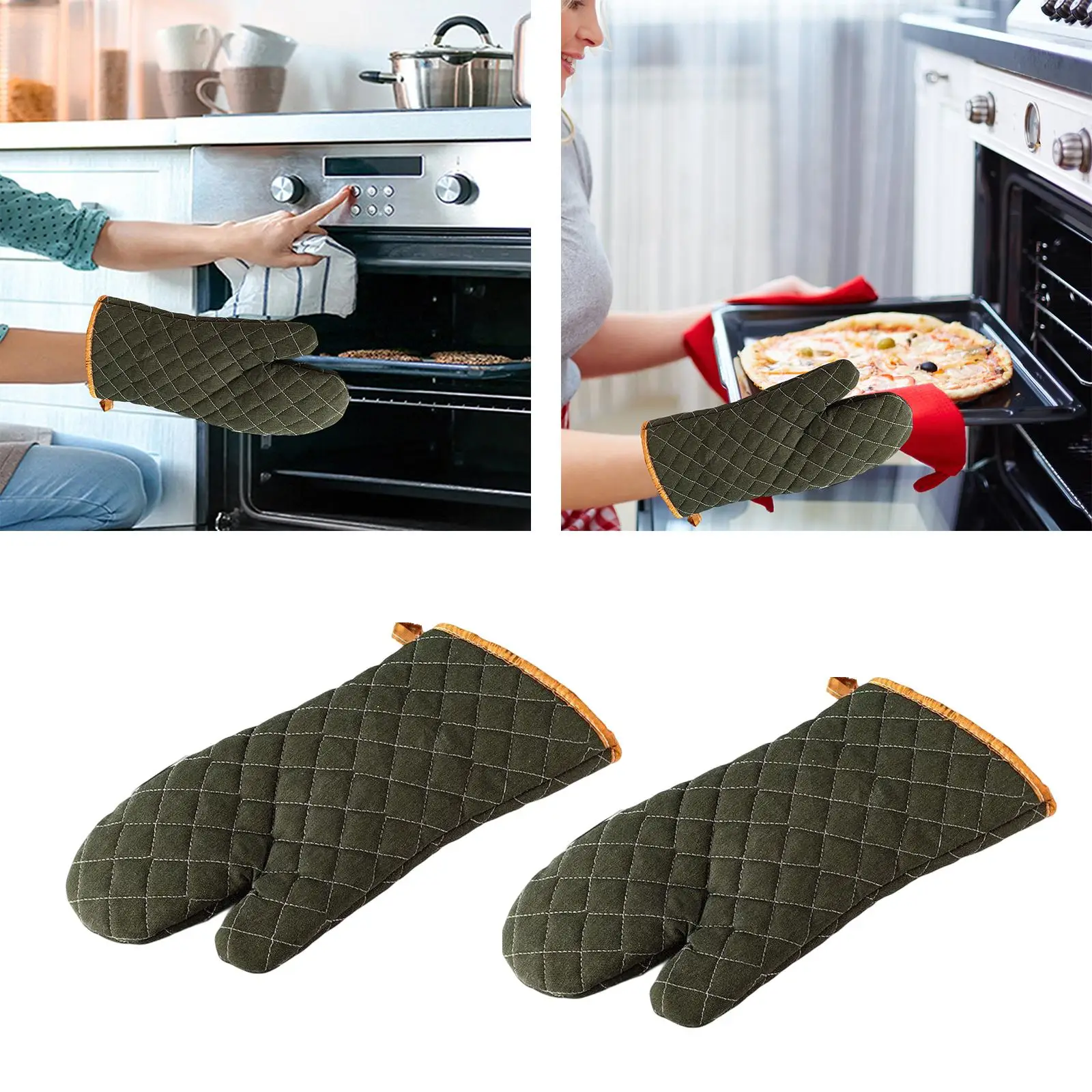 1 Pair Oven Mitts Soft Cotton Kitchen Gloves for Kitchen Baking Fireplace Unisex