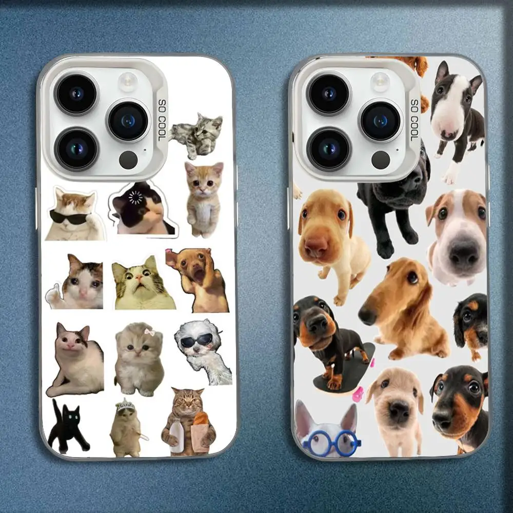 

Cute Cat Puppy Dog Colllage Phone Case For iPhone 16,15,14,13,12,11,Mini,Pro,E,MAX White Candy Matte Shockproof Cover