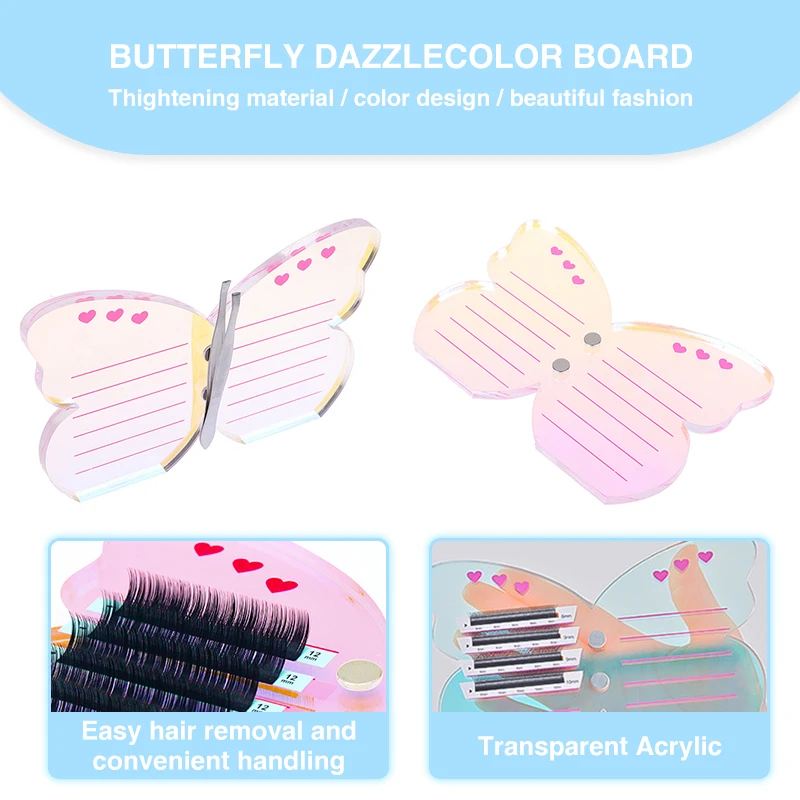 1PCS อะคริลิค Eyelash EXTENSION ผู้ถือผีเสื้ออะคริลิคขนตาปลอม Organizer สําหรับ False Lash จอแสดงผลพาเลทแต่งหน้าเครื่องมือ