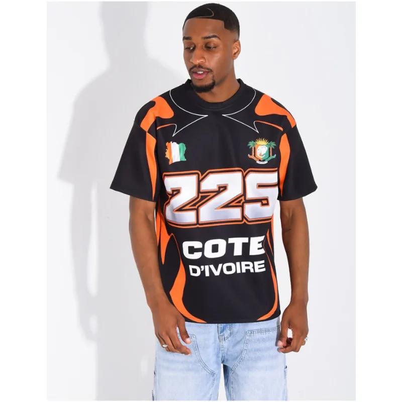 2026 Summer Ivory Coast African Theme Short-Sleeve T-Shirt with 3D Elephant Pattern 225 Flag Badge Loose Fit Unisex Fan T-Shirt