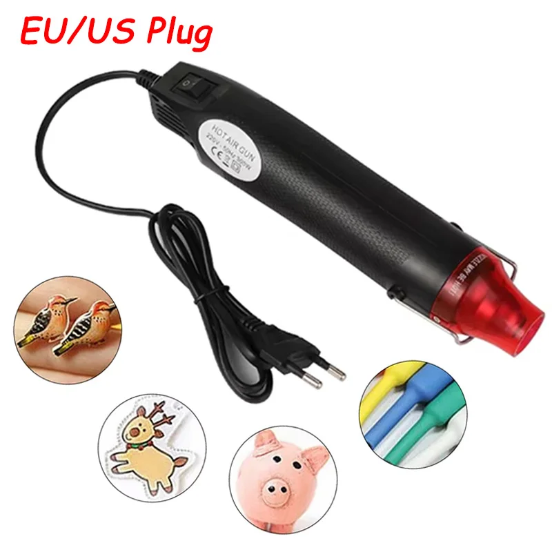 EU/US Plug 300W Mini Electrical Heat Gun Handheld Hot Air Gun for DIY Craft Wrap Embossing Plastic Shrink Tool Wrapping PVC