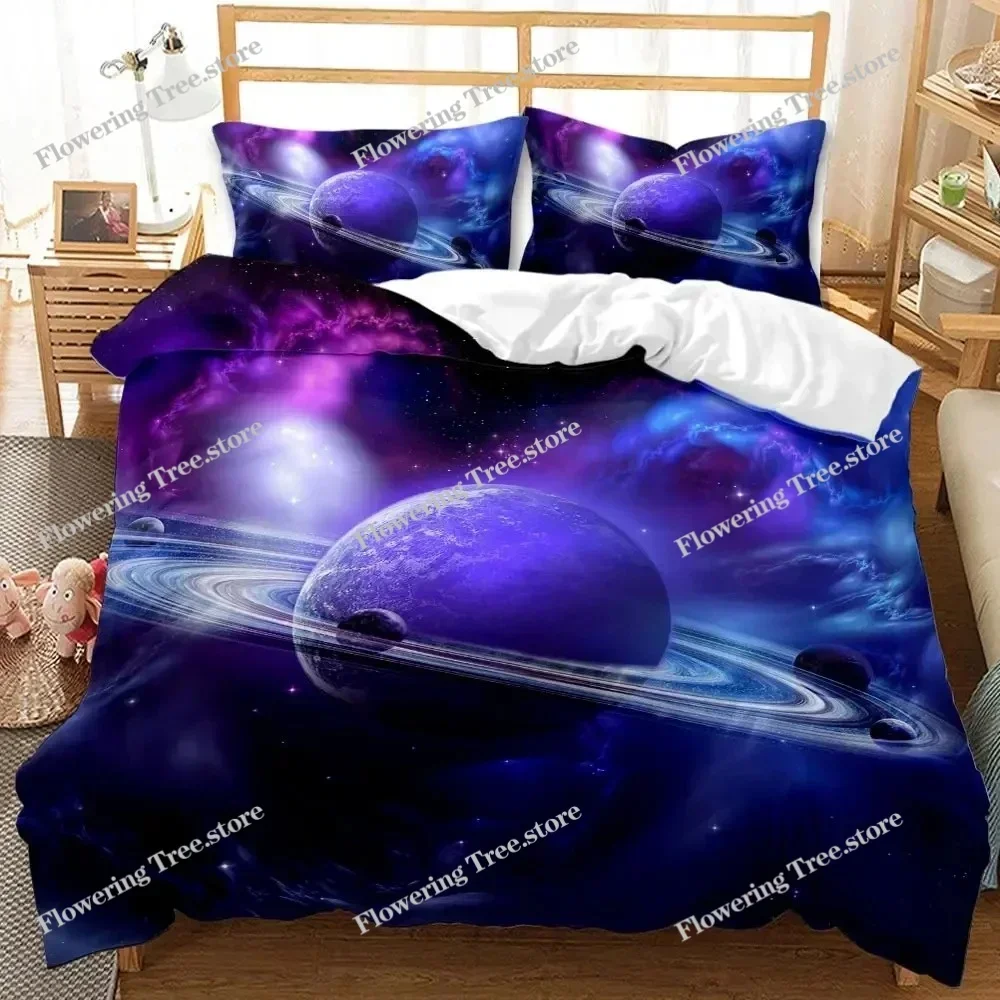 3D Print Galaxy Universe Outer Space Bedding Set Duvet Cover Bed Set Quilt Cover Pillowcase Comforter King Queen Size Boys Adult