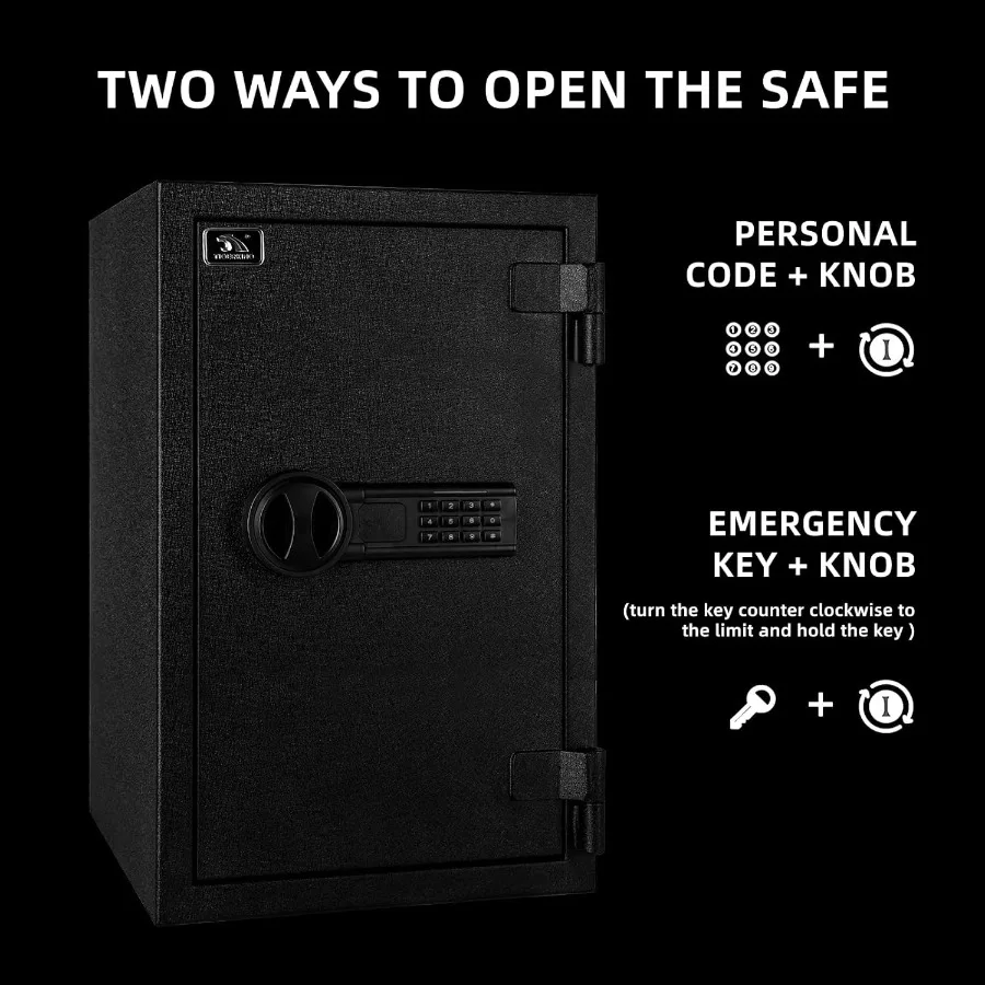 Fireproof Safe 1.8 Cubic Feet Large Steel Digital Safe Box with Code Button Keypad Heavy Duty Safe for Home and Office Security