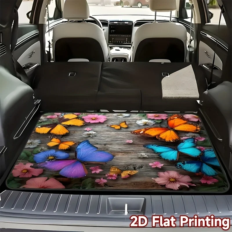 Tapis de coffre imprimé en 2D, 1 pièce, décoration de coffre, motif papillon, adapté aux décorations extérieures et de jardin