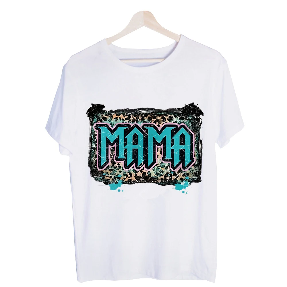 Women's Mama Typography Print Graphic Tee, Short Sleeve Crew Neck T-Shirt for Casual Daily Wear and Summer Outfits