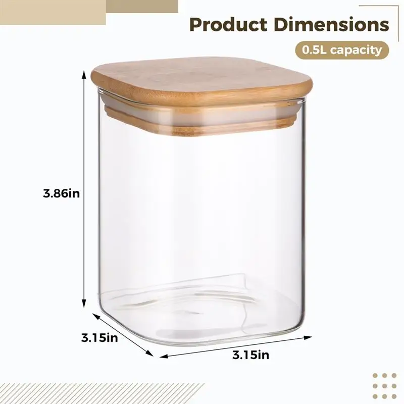 6Pcs Glass Food Storage Jars Pantry Organization Jars Glass Spice Storage Jars With Bamboo Lid Silicone Seal Perfect For Spices