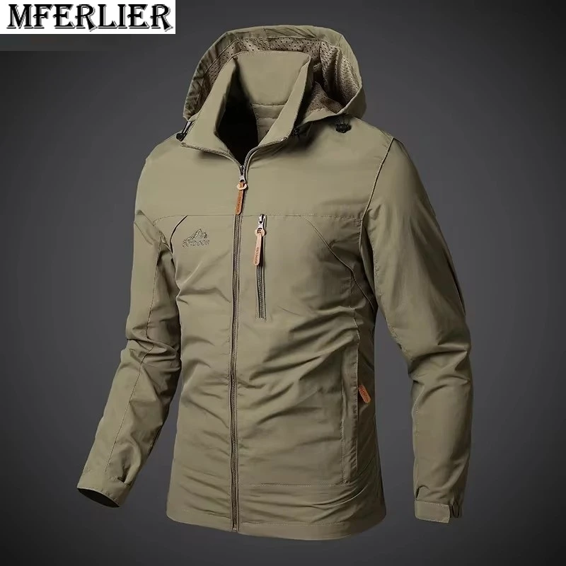 

high-quality Mens Windbreaker Jackets Waterproof Hooded Coat New Combat Jackets Autumn Outdoor Hiking Biking Bomber Outwear