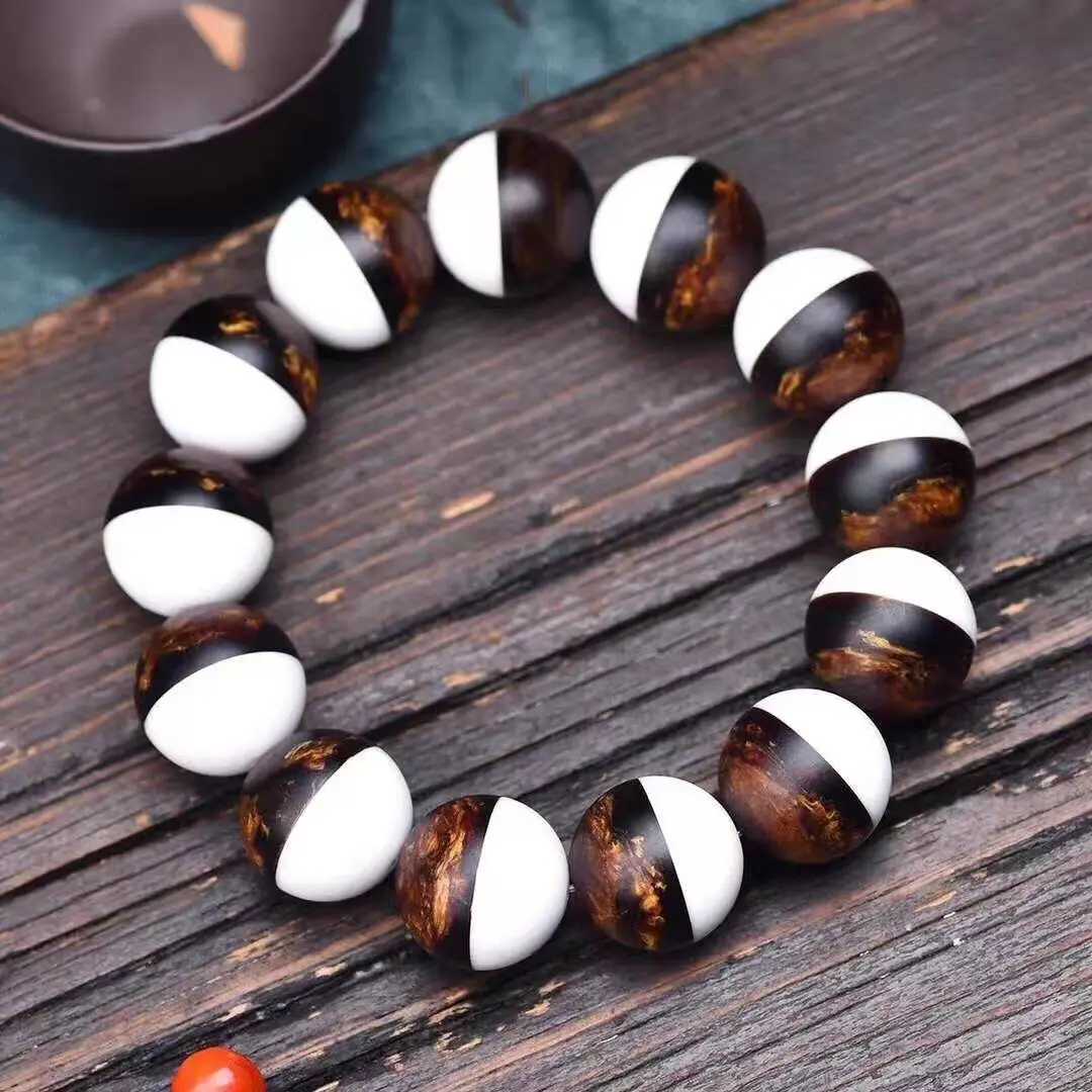 2026 Hot Ancient Amber Beads Bracelet, Grey Amber Treasure Bowl Design, Vintage Buddhist Prayer Bracelet for Couples & Friends