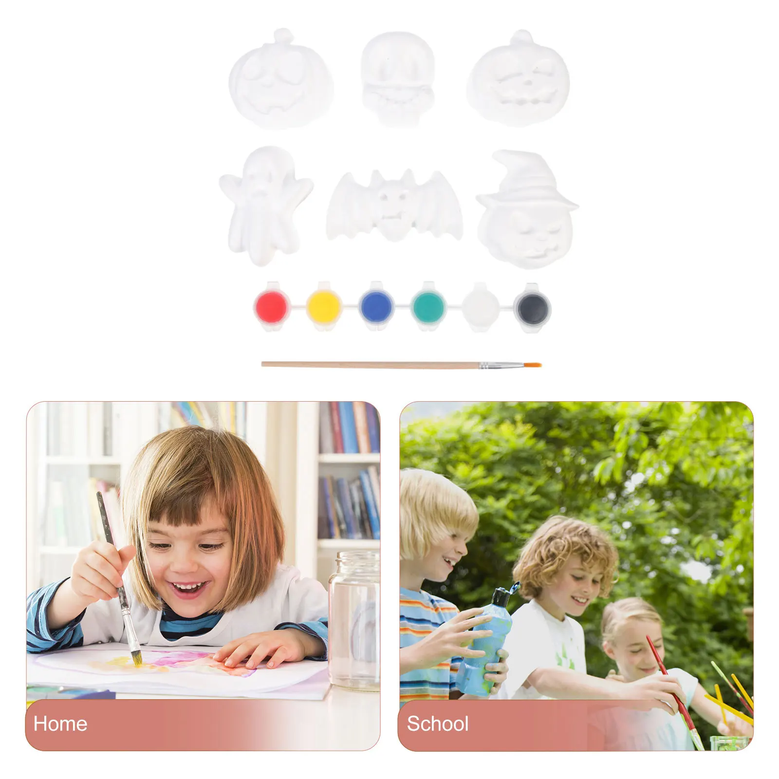 

1Set Halloween Plaster Craft Kids Graffiti Decor DIY Painting Kit for Children Home Party Decoration Activity Supply