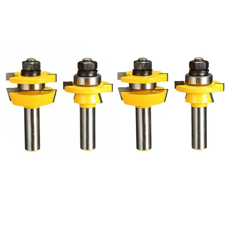 A98E-4PCS Rail Router Bit 1/2 Inch Shank Shaker Woodworking Chisel Cutter