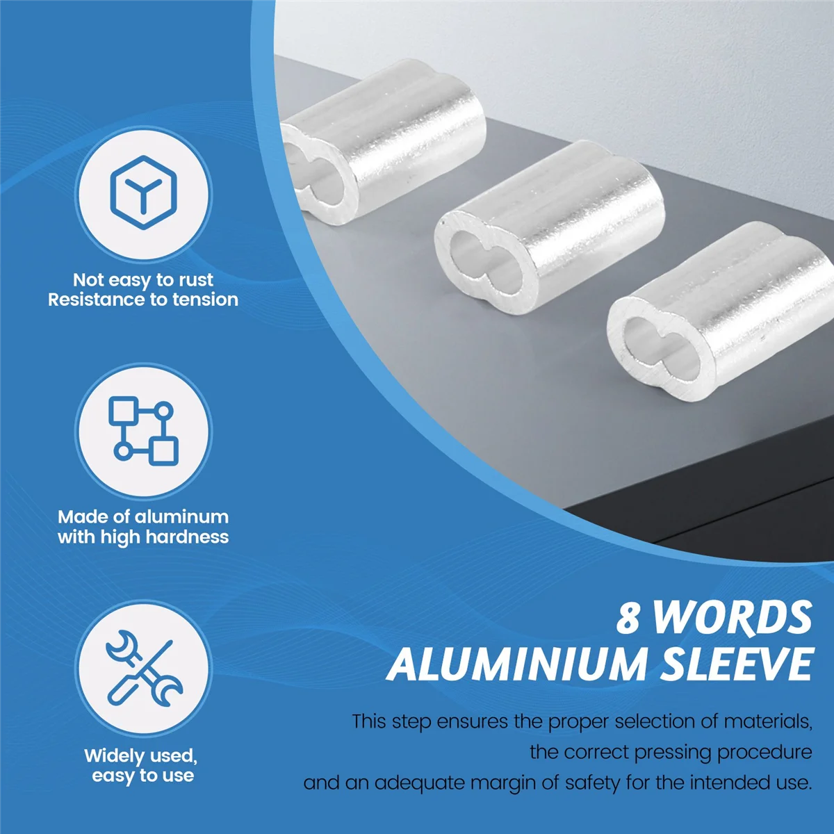 A06R 100 stuks aluminium krimplushuls voor draadkabel en kabel met een diameter van 3 mm