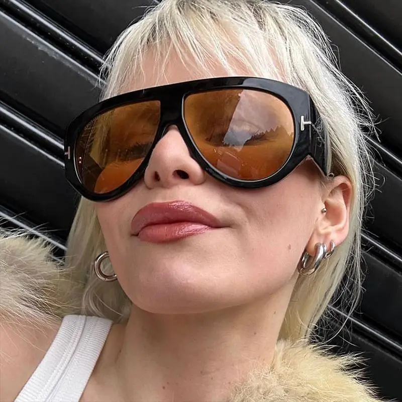 Trend Oversized Pilot Sunglasses Women For Men Luxury Brand Designer Sun Glasses Vintage Big Frame Eyeglasses Punk Driving Shade image 4