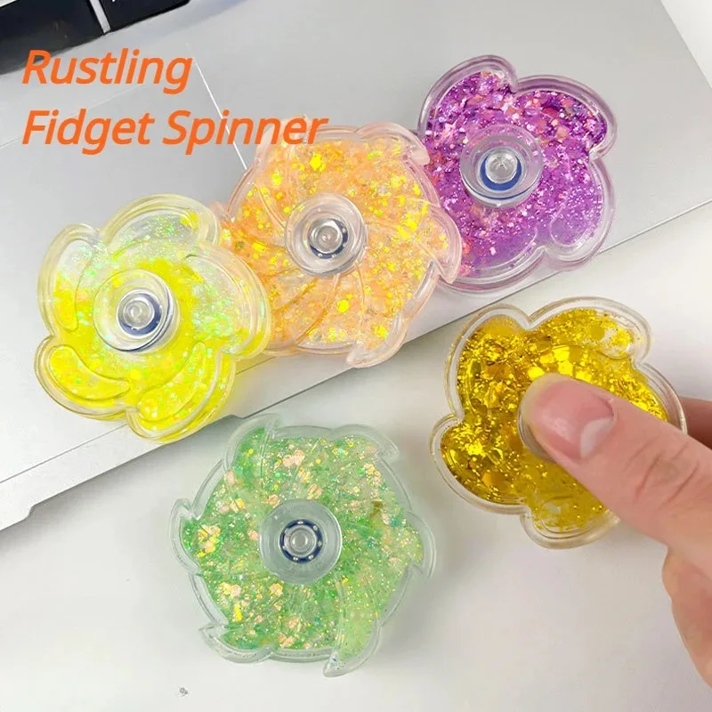 Fidget Spinner Rustling Portable High Rotational Speed Petal-like Spinning Gyro Colorful Sequined Desk Stress Relief Toy Gifts