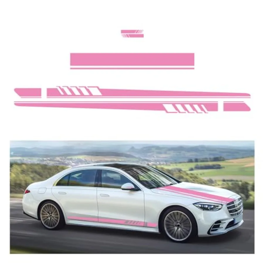 

5 PCS Car Hood Stripe Sticker, Vinyl Modified Rearview Mirror Decals, Racing Sports Auto Body Side Sticker Decoration, Universa
